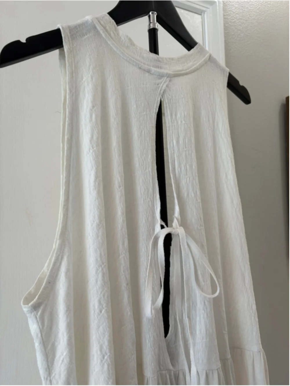 Free People Right On Time Tiered Tunic Cami Top White Cream Open Back Size M